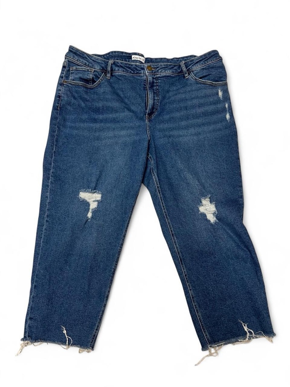 Ava & Viv Distressed Dark Blue Ankle Jeans
